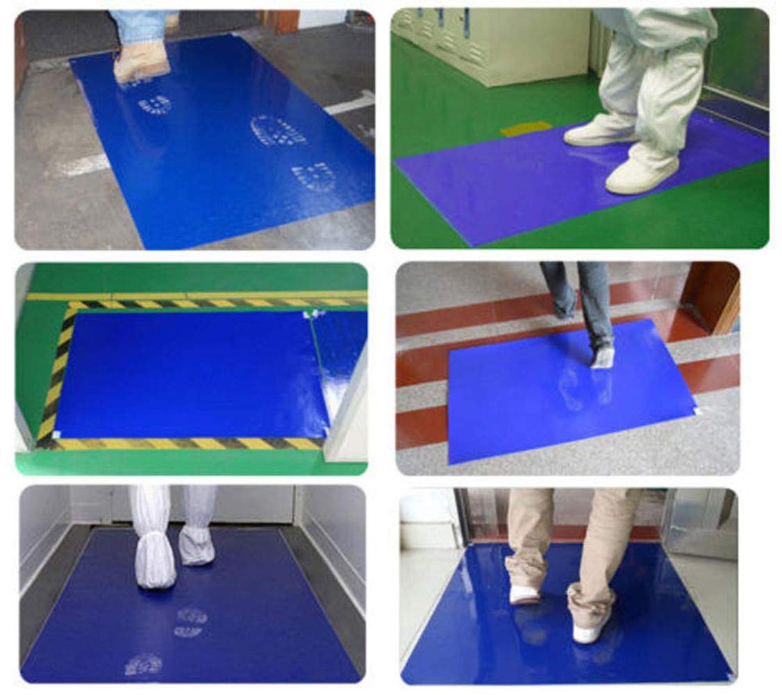 Tapis adhésif pour Salle Blanche et Anti-poussière 45×90 cm - 300 feuilles | 10 Tapis - Bleu - Maison, Bureau, Gym, Atelier, Laboratoire