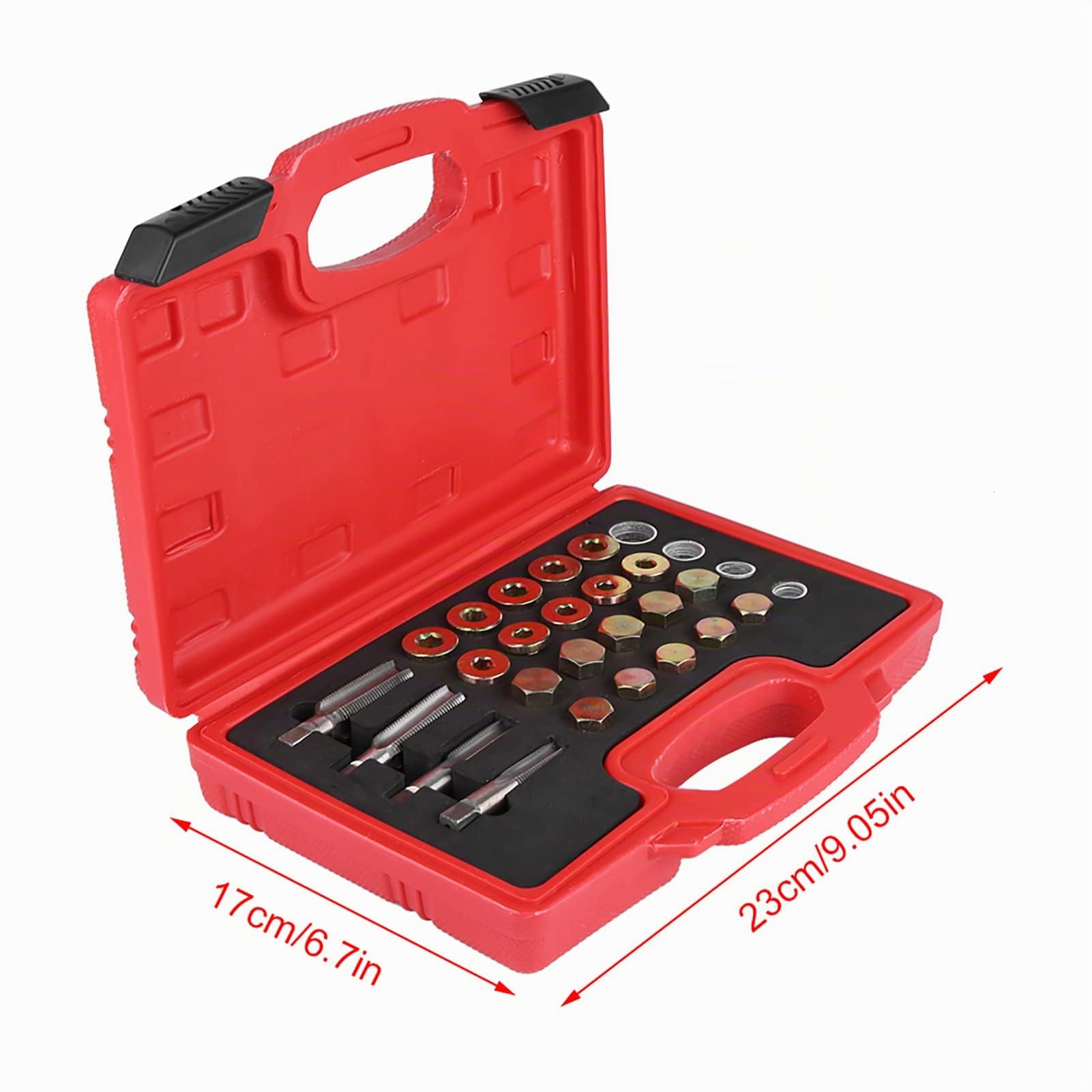 64 Pezzi Kit di Riparazione Filettatura Coppa Olio, Coppa Olio Riparazione Filettatura Coppa Cambio Tappo di Scarico Set di Attrezzi M13 M15 M17 M20