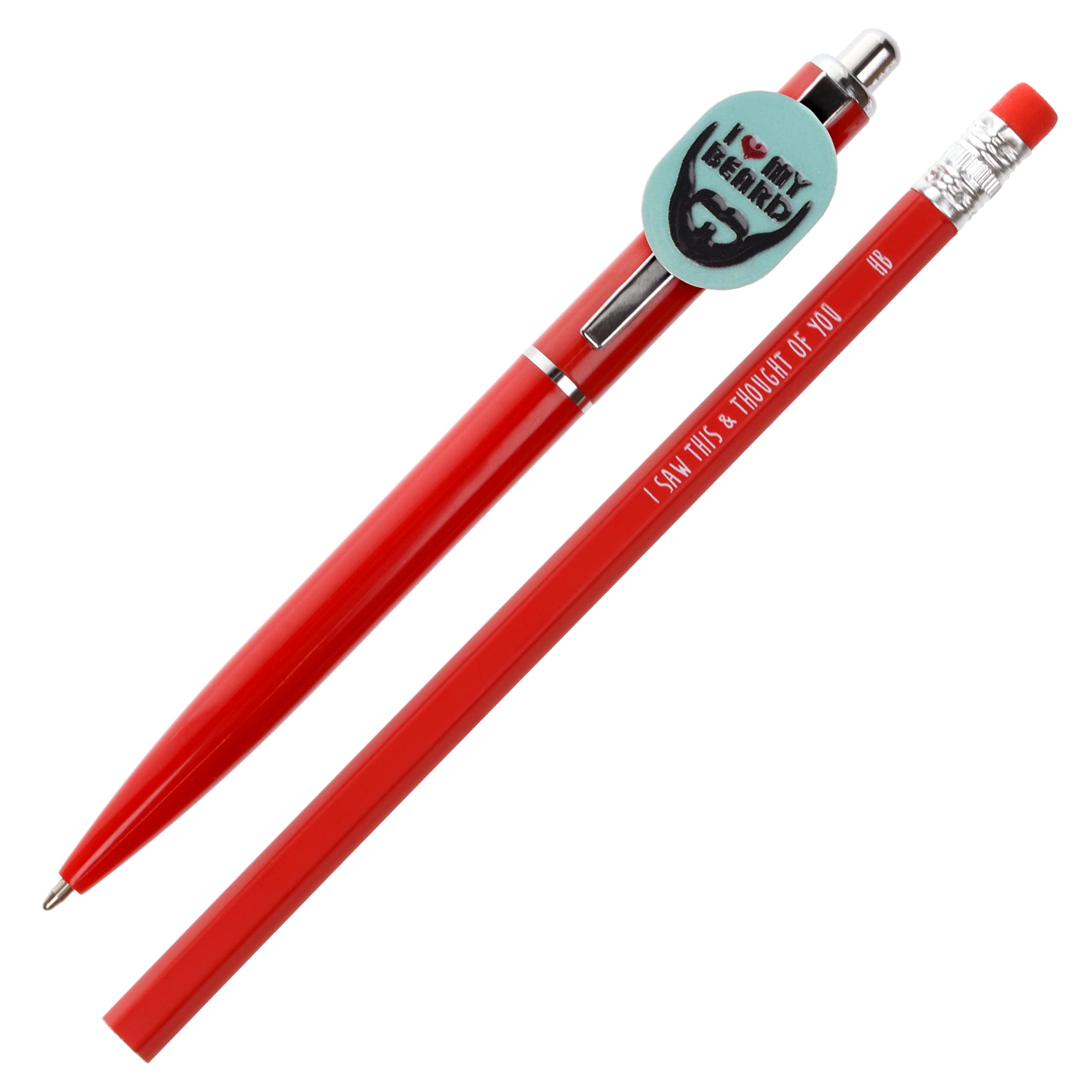 Stands Out, Supplying Outstanding Gifts I Love My Beard Pen and Pencil Set Kids Charm Topper School Stationary Kits Gift