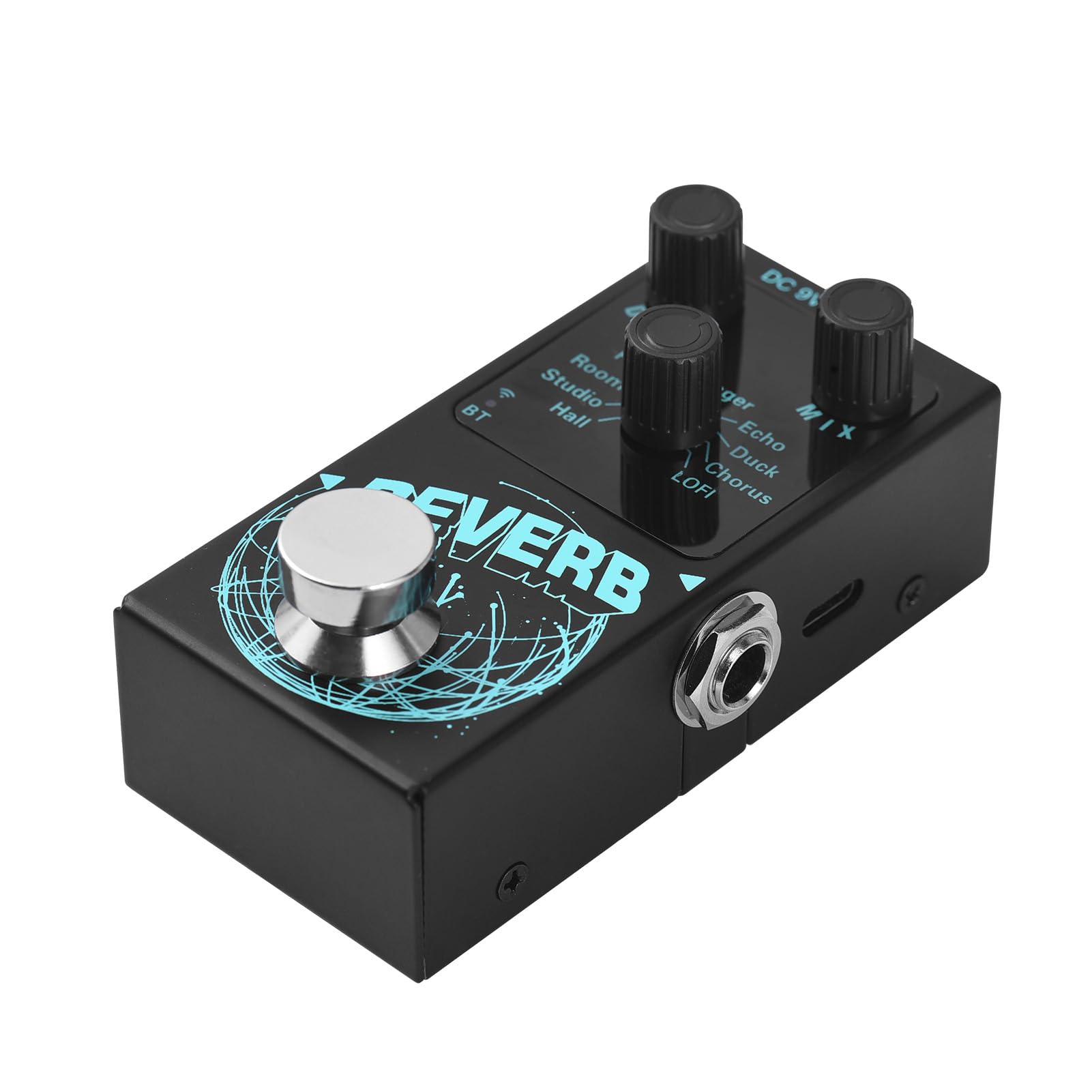 Guitar Digital Reverb Effector, 9 Different Reverb, Electric Guitar Pedal for Wireless Accompaniment, with DECAY MIX Control Knobs, True Bypass 6.35mm for Electric Guitar Play