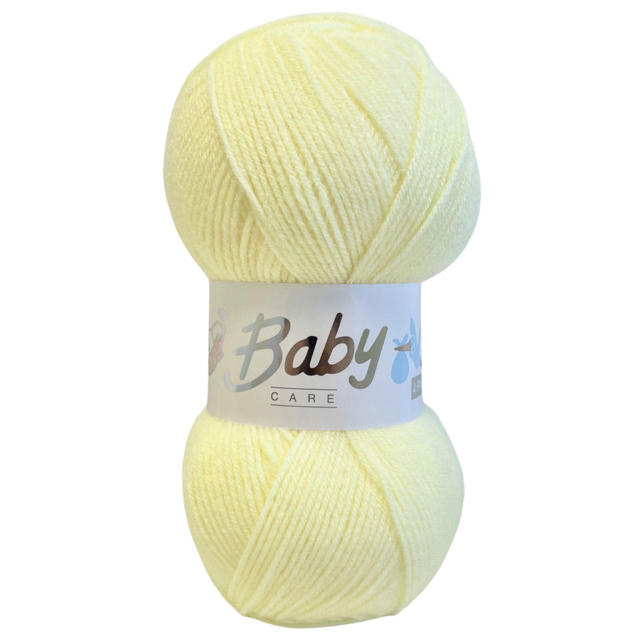 WoolCraft Baby Care 4 Ply Knitting & Crochet Yarn, Popular Range of Excellent Value Baby Yarn Available in a Selection of Pastel Shades, 100% Acrylic, 300 Metres, 100g Balls, Pack of 5, Lemon โ image 1