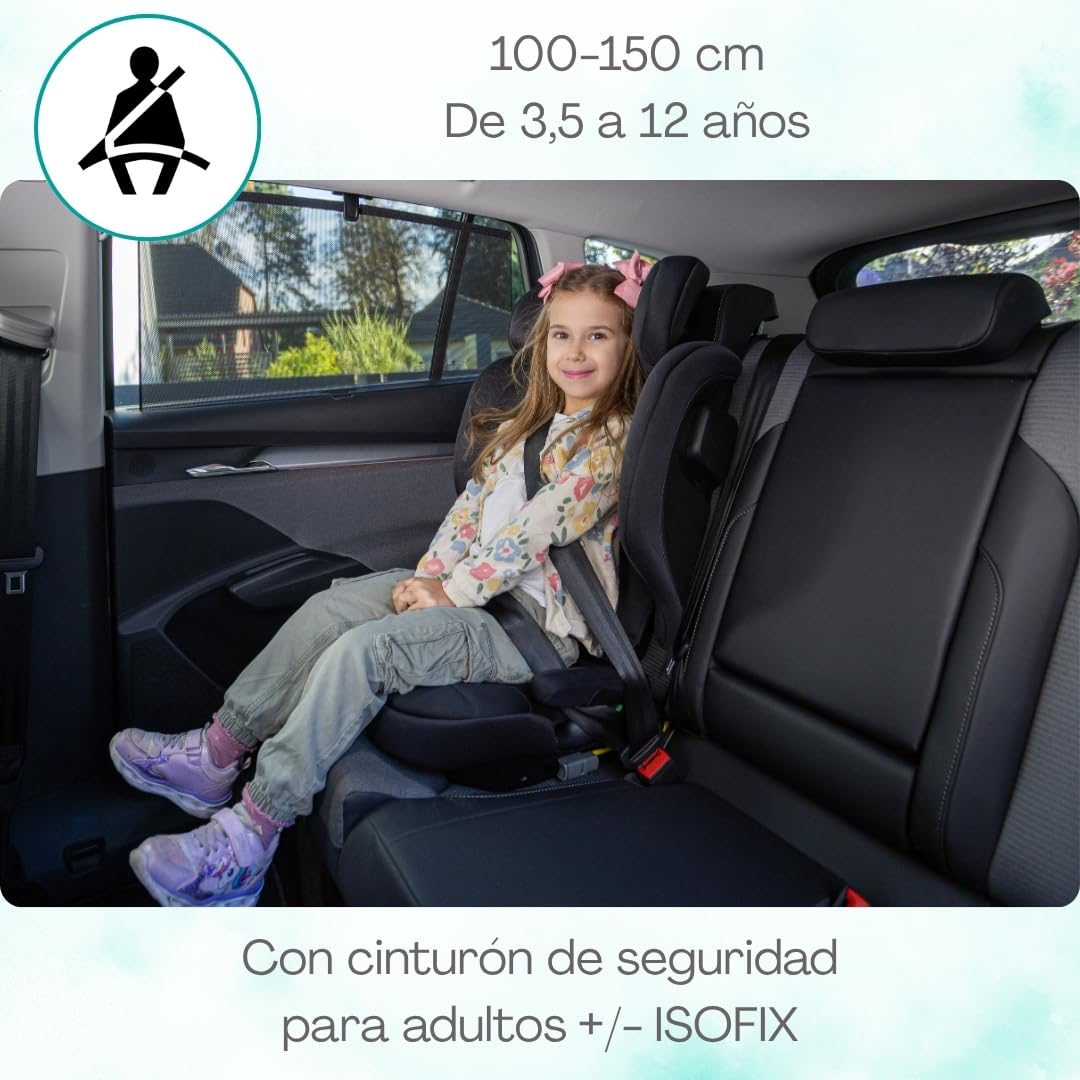 Urban Kanga Wallaroo Up Silla Coche Plegable ISOFIX 100-150 cm | i-Size R129, ligera 5 kg y protección lateral