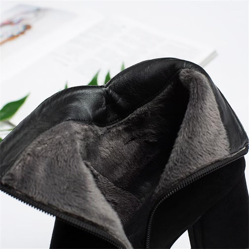 gongxifacai Woman Fashion Block Chunky Heel Ankle Booties Round Toe Side Zipper Dress Boots