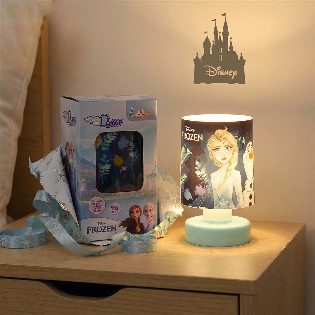 Frozen Theme LED Table Lamp for Kids - Elsa & Anna Push & Glow Desk Light, Battery Operated Portable Night Light for Study, Bedroom & Decoration - Safe for Ages 3+ (Turkish Blue)-image-5