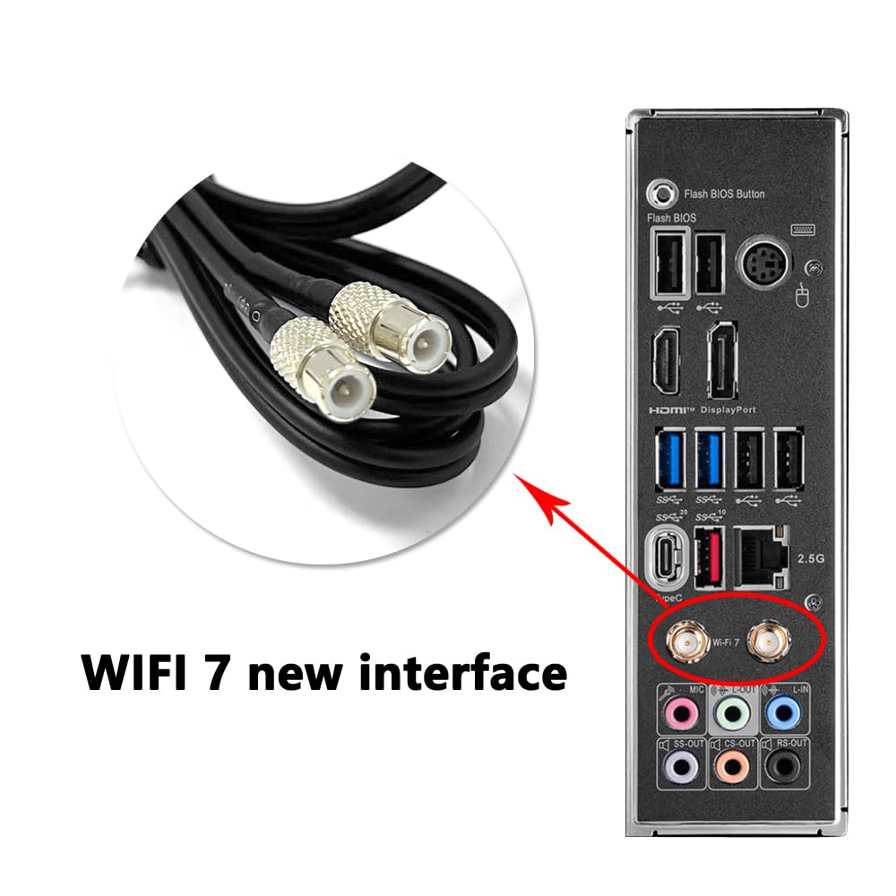 WiFi 7 Tri Band Antenne 2,4 GHz 5 GHz 6 GHz WLAN-Antenne für MSI MEG Z890 Z790 X870E, MPG Z890 Z790 X870E, MAG X870E B860 B850 Z790 Z890, PRO B850-VC Z790-VC B760-VC, Z790 GAMING PLUS (Black)