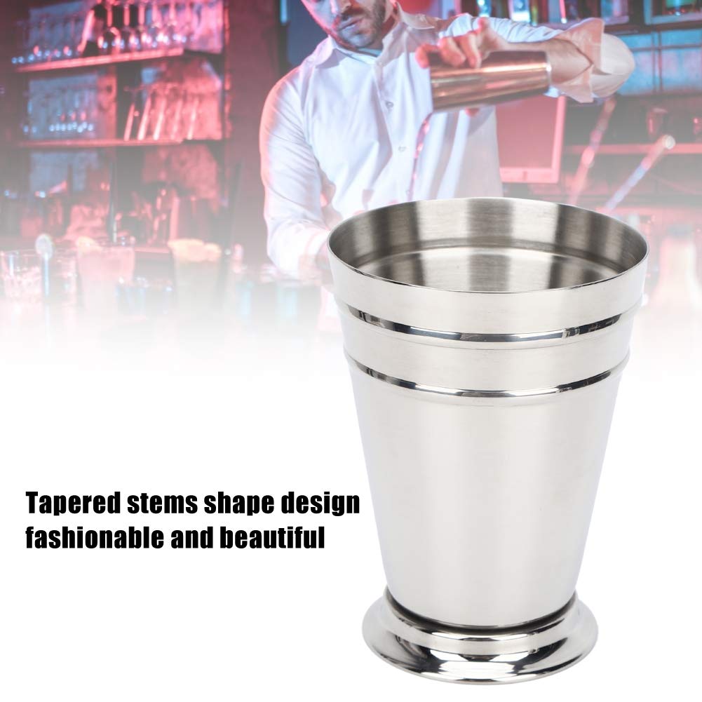 Mint Julep Cup, Stainless Steel Mini Beaded Mint Julep Cups for Mixed Drinks Party Beer 400ml Cocktail Mug(silver)