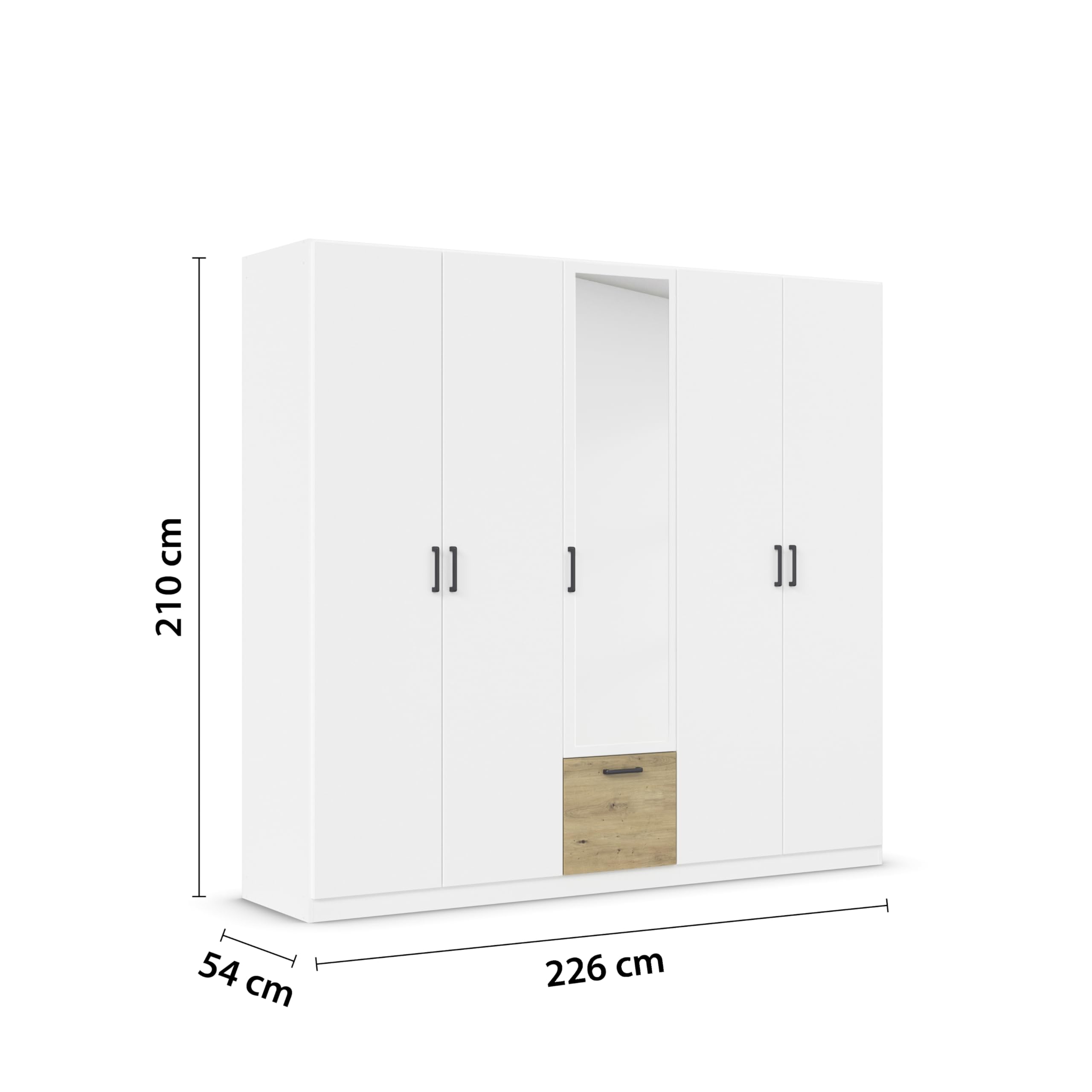 Rauch Möbel BARI, Kleiderschrank, Farbe Weiß/Eiche Artisan, Breite 226 cm