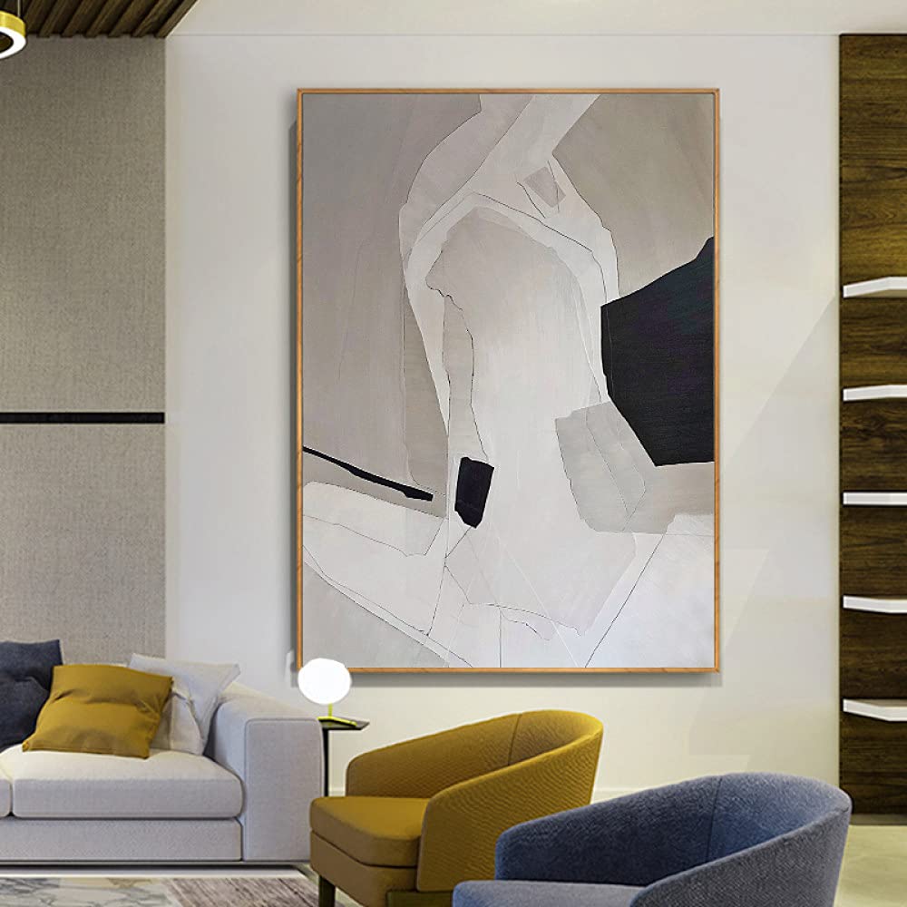 Cuadros Modernos Al Oleo,Estilo Creativo Gris Blanco Bloque De Color Textura Vertical Grandes Pinturas Al Óleo Arte Arte Abstracto Moderno Lienzo Pinturas De Arte De Pared Sala De Estar Dormitorio