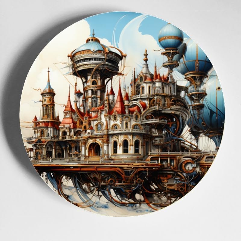 Hot air Balloon 10-inch Ceramic Plate for Wall Display or Tabletop, with Stand & Hook DP-729668805