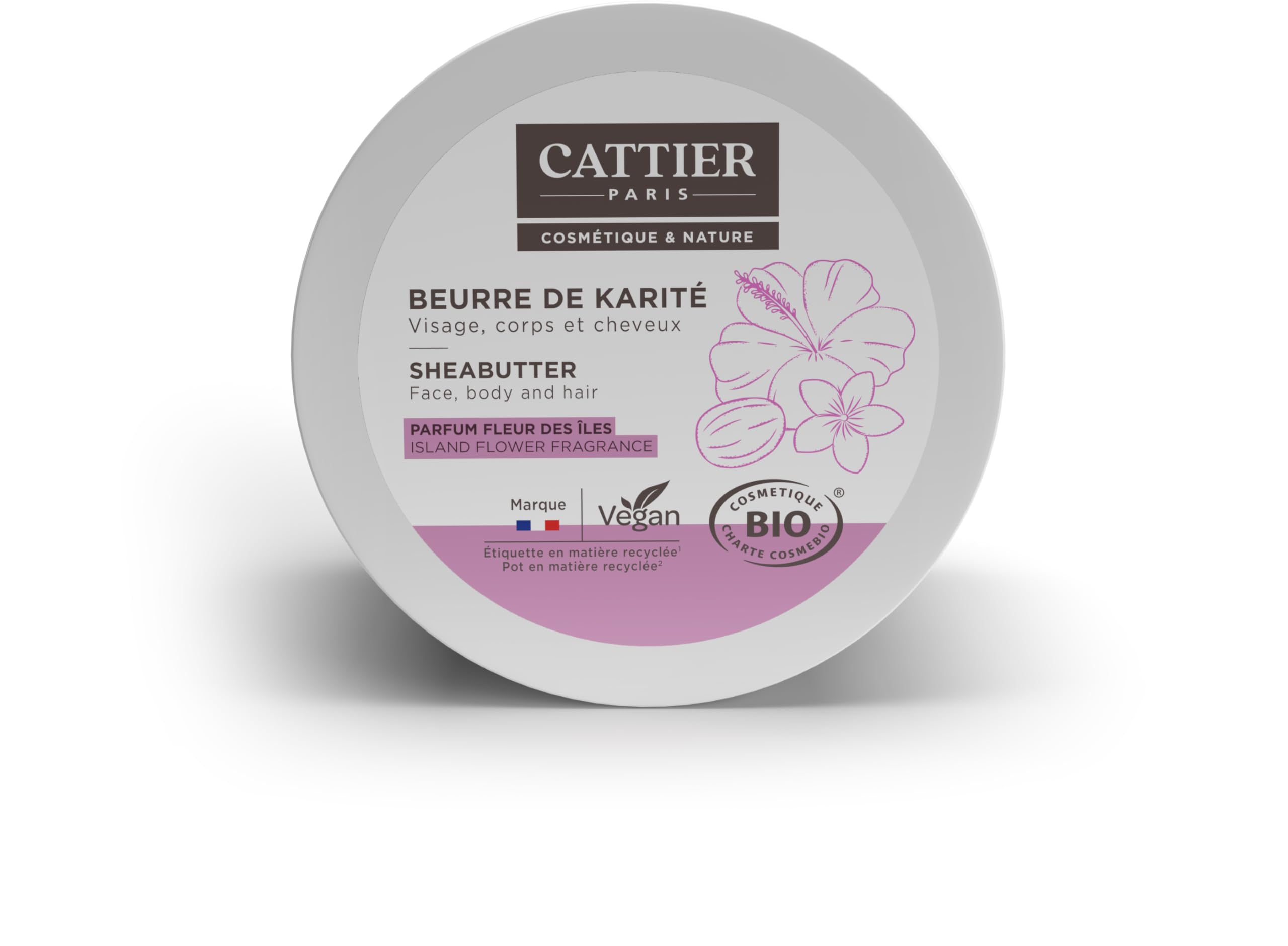 Cattier Shea Butter 100% Organic Island Flower Fragrance, 3.52oz, 100g
