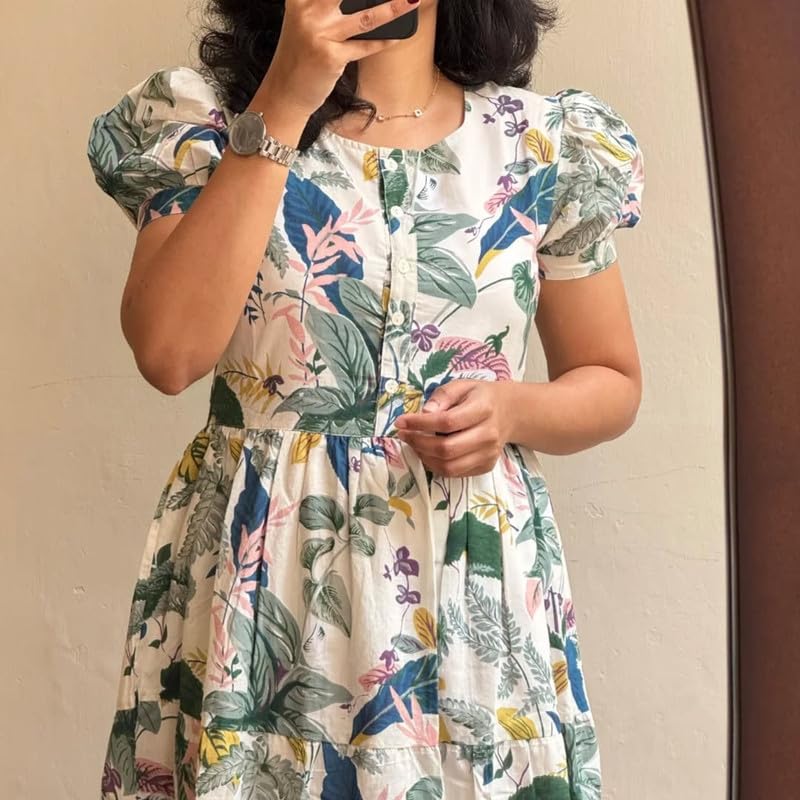 Image of Floral Midi Dress for Women - Summer Boho Dress, Lightweight & Breathable, Elegant Floral Print, Casual & Vacation Outfit, Comfortable Flowy Dress for Women