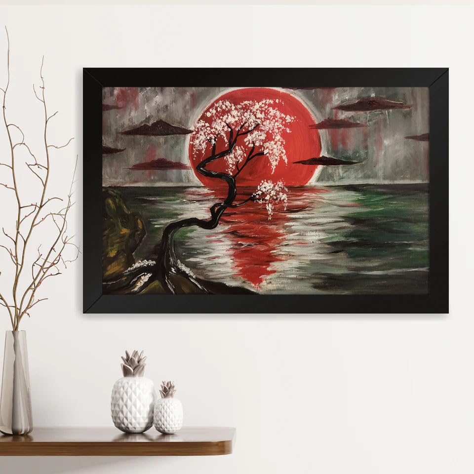 GADGETS WRAP Printed Photo Frame Matte Painting for Home Office Studio Living Room Decoration (14x11inch Black Framed) - Luna Roja