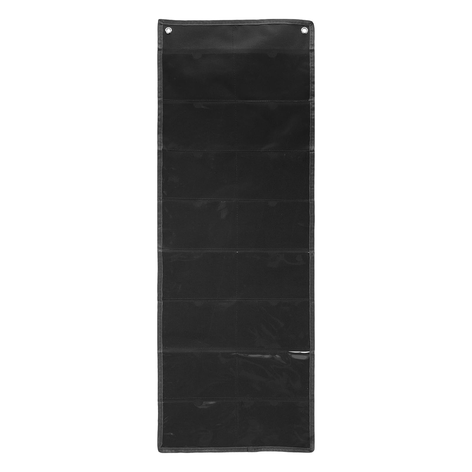 PATIKIL 10x16CM Index Card Holder Sleeve, 16 Card Slots Organizer Sleeve, PVC Clear Organizer Hanging Wall Pocket Chart for Office Classroom Library Home Organization, Black
