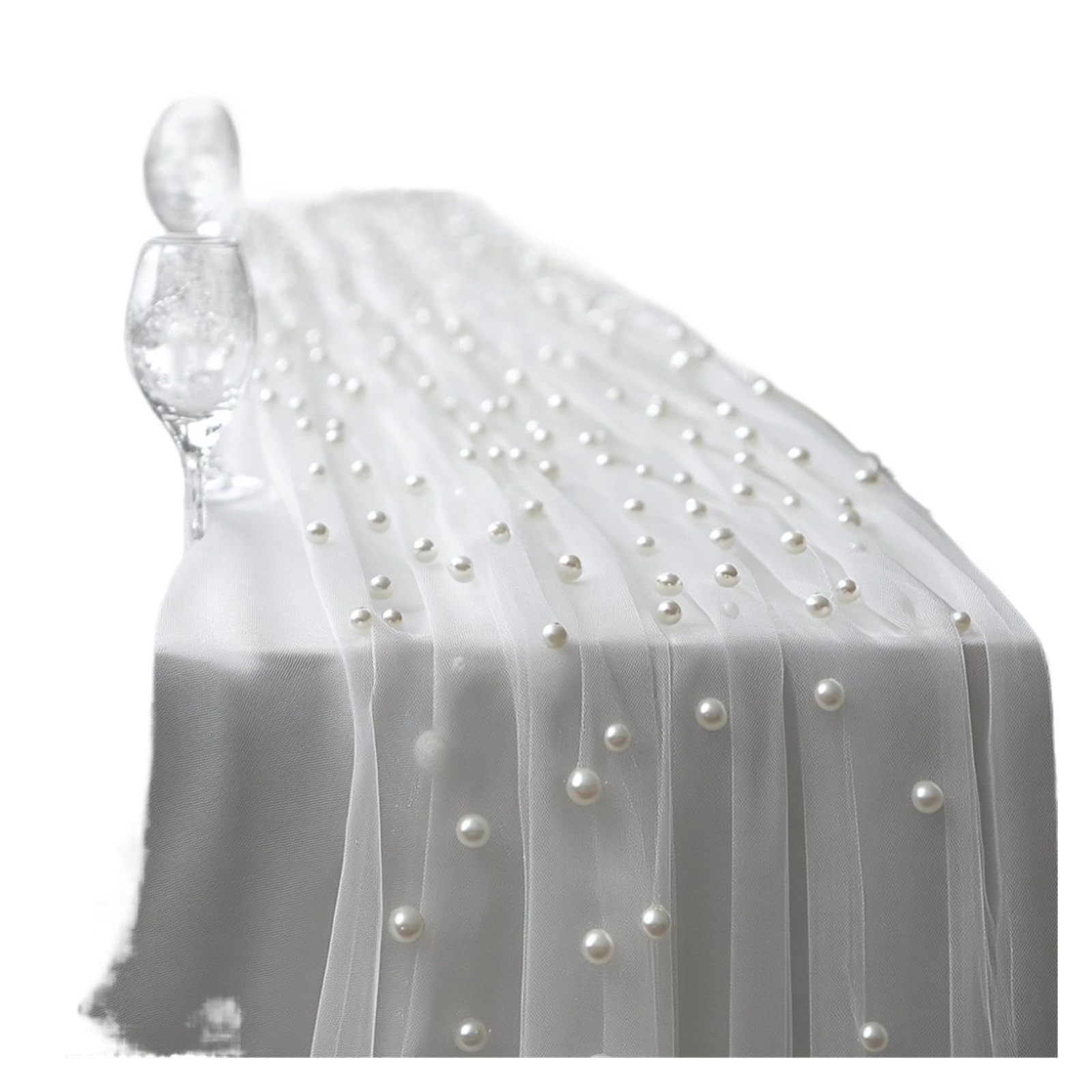 Chiffon Table Runner Table Runner Pearl Chiffon Semi-Transparent Gauze Tablecloth Party(Color 2,S)
