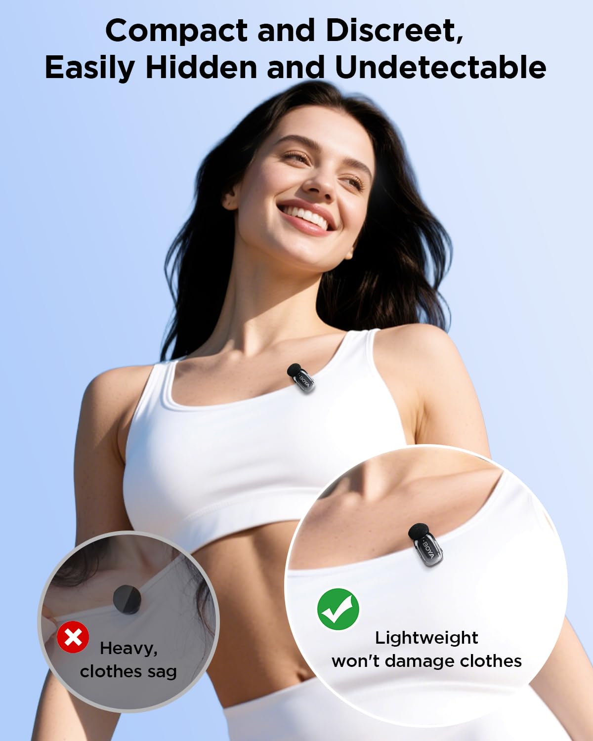 BOYA Mini 2 Mikrofon Kabellos, Ansteckmikrofon mit USB-C & Geräuschunterdrückung, Lavalier Mikrofon Handy Kompatibel mit iPhone&Android Smartphones für Inhaltsersteller