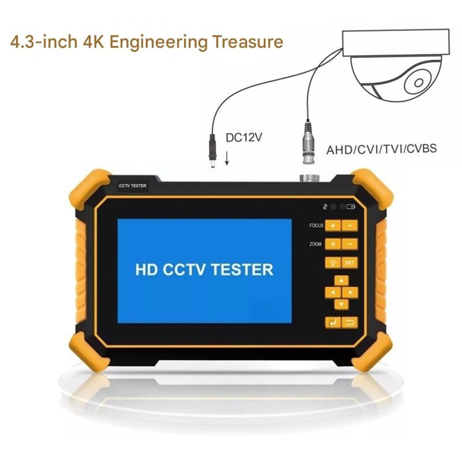Tester per analizzatori CCTV Tester di videosorveglianza coassiale 4 in 1 Engineering Treasure HD-2900 da,3 pollici con touch screen/display LCD