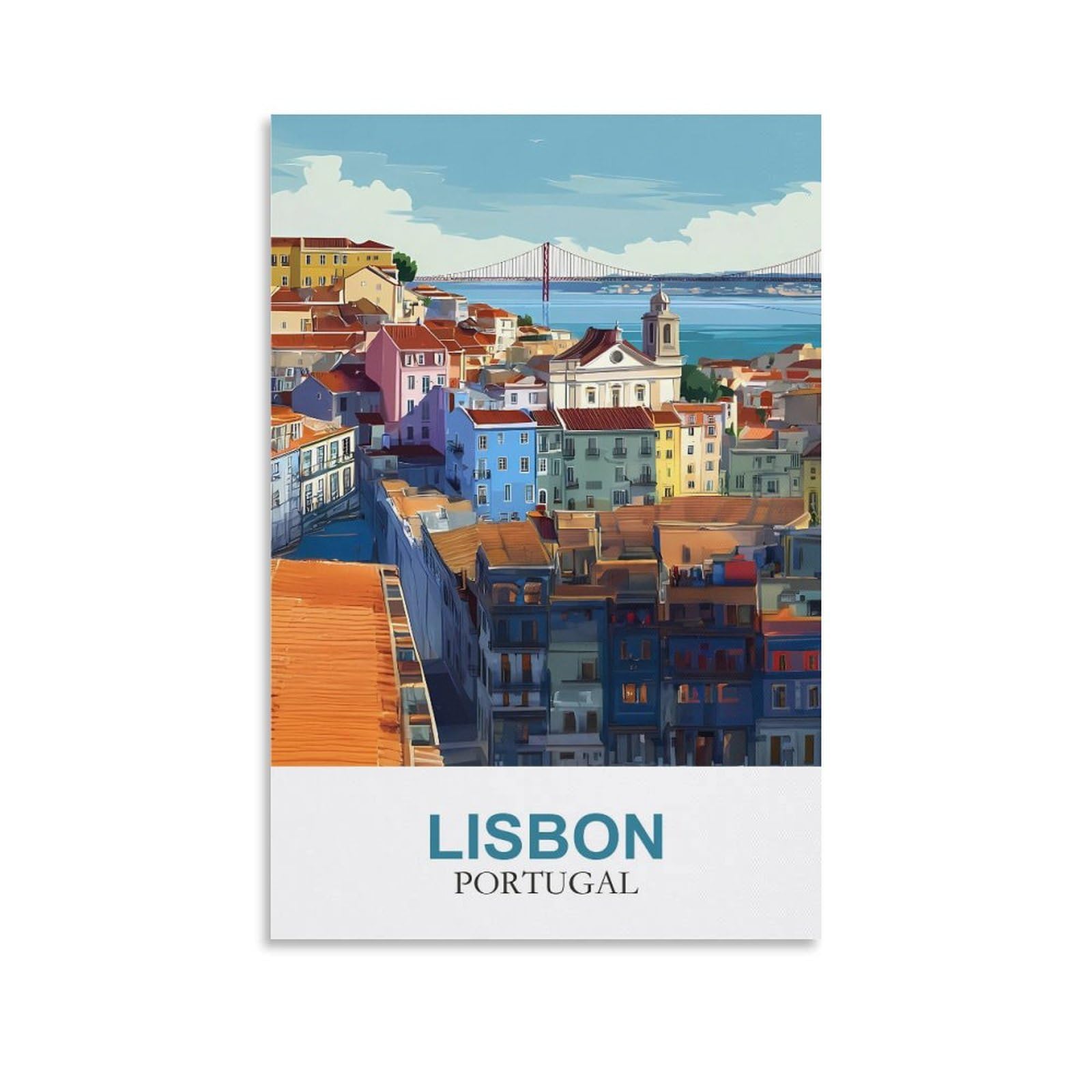 EZMLFA 5D Diamond Painting Kits,Lisbon Portugal Diamond Art Kits Adults, Create Your Own Diamond Painting Full Drill Gifts for Home Decor 50x60cm