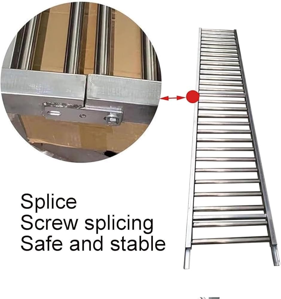 Cinta transportadora de rodillos sin alimentación de alta resistencia - Canal de descarga multifuncional empalmable para camiones y almacenes - Solución transportadora de 40 x 100 cm para un manejo