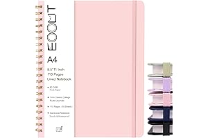 EOOUT Spiral Notebook 8.5 x 11, A4 Lined Large College Ruled Pink Notebooks