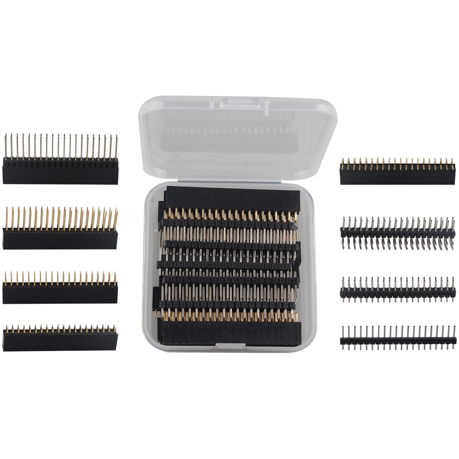 ZDE 2x20 40 Pin Stacking Female Header Kit Raspberry Pi GPIO Stacking Header Extender Pico Header Pack for Raspberry Pi 5/4B/3B+/3B/2B/B+/A+/Zero/Zero W/Zero 2 W (8 Specifications 16pcs)
