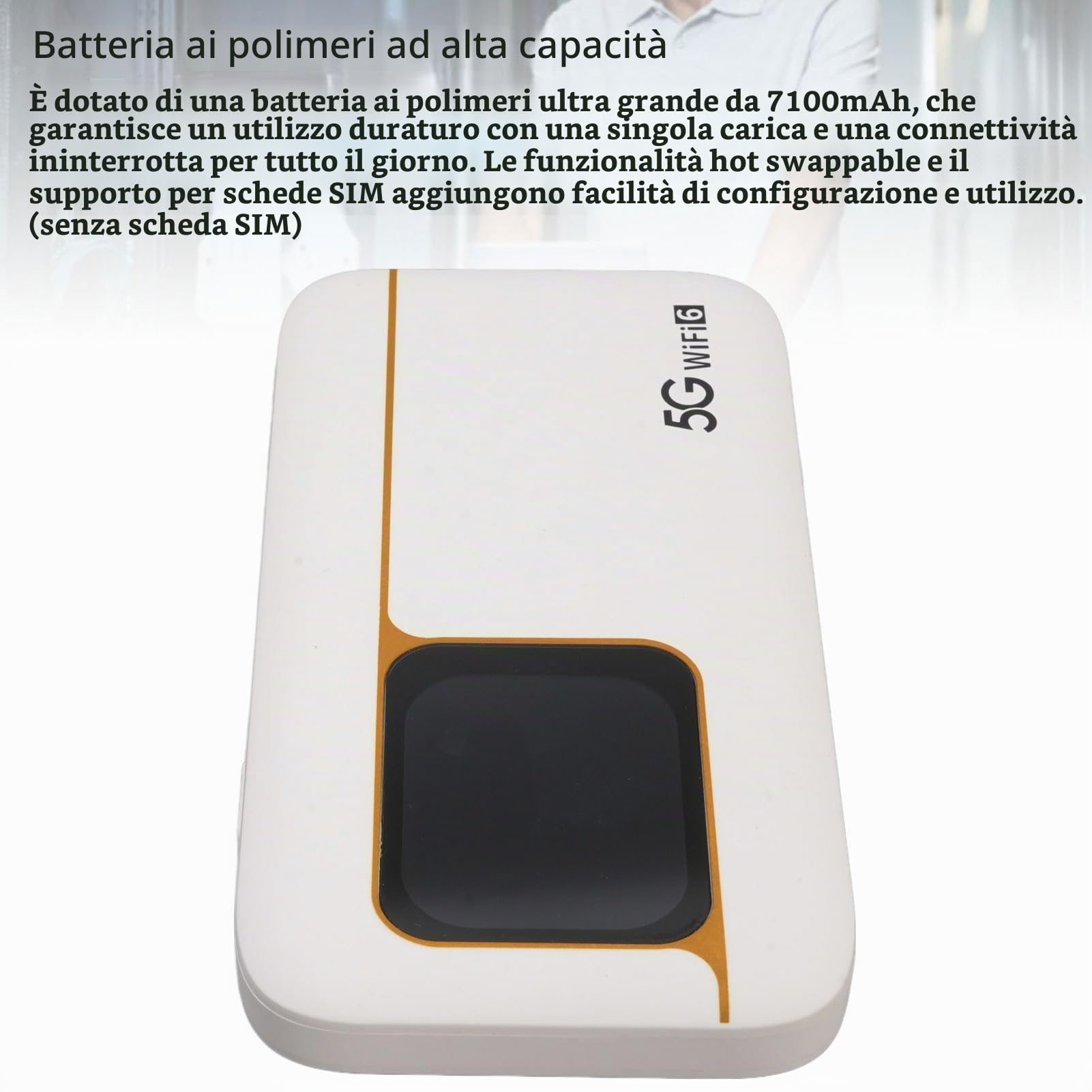 Denash 5G WiFi 6 Mobile Hotspot, 2,01 "Touchscreen 7100MAH IP67 Router Portatile con Slot SIM, velocità di 2,77 Gbps per 16 Dispositivi