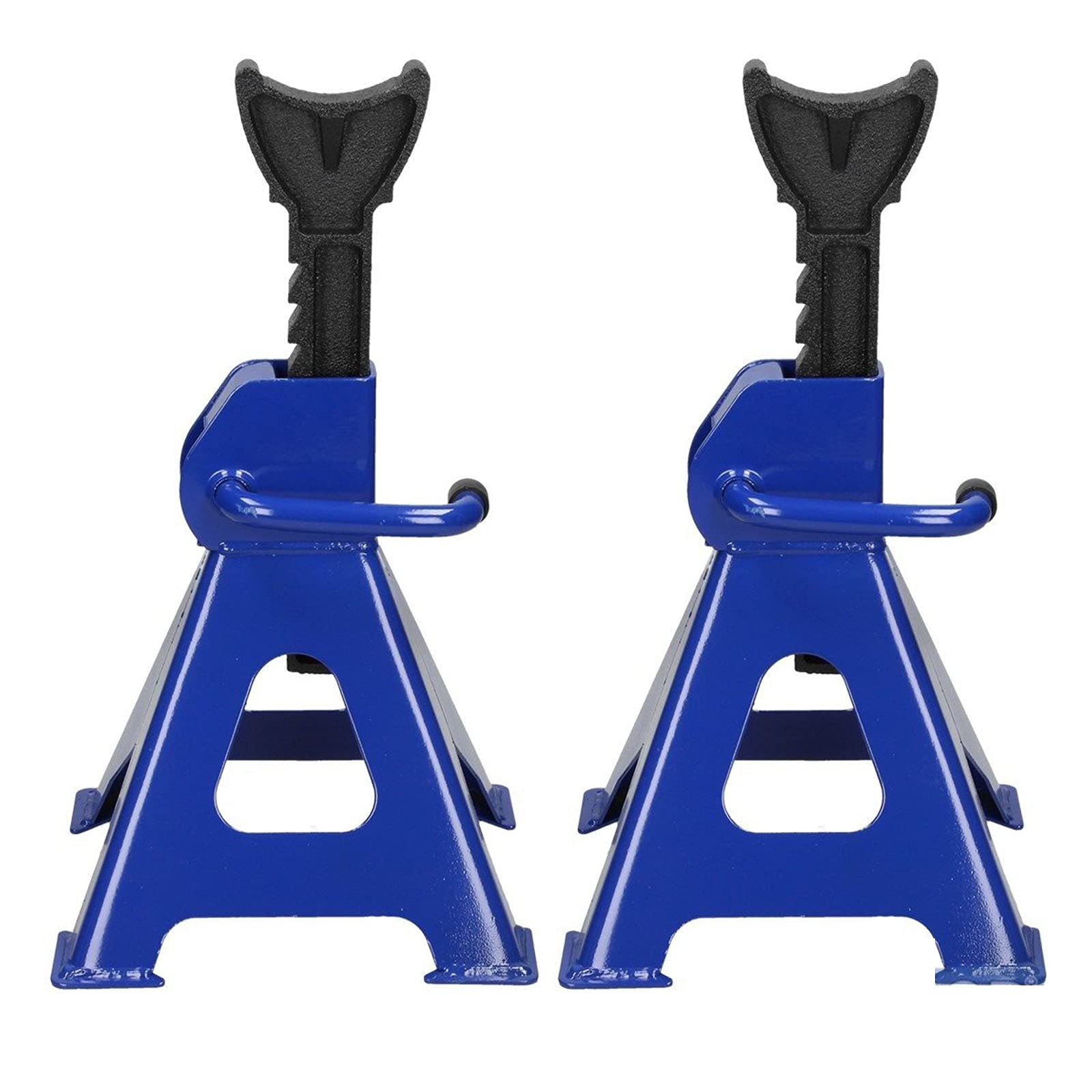 2 soportes de eje de 3 toneladas, eje ajustable de acero, con palanca de control con una sola mano, para mantenimiento del coche, altura ajustable: 29 – 43 cm
