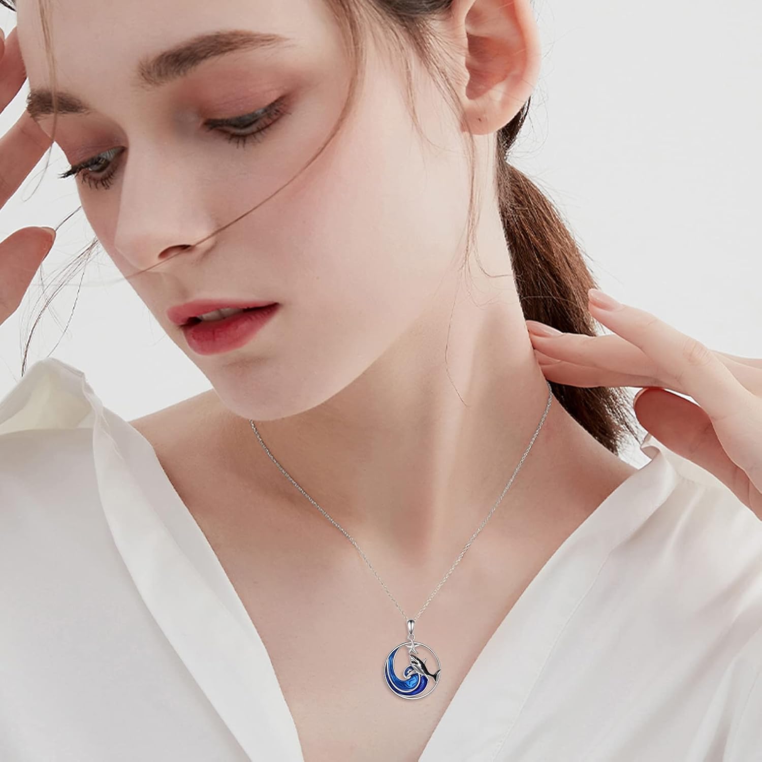 AXELUNA Wave Necklace Sterling Silver Ocean Wave Jewelry for Women Girls Mother Wife - Image 3