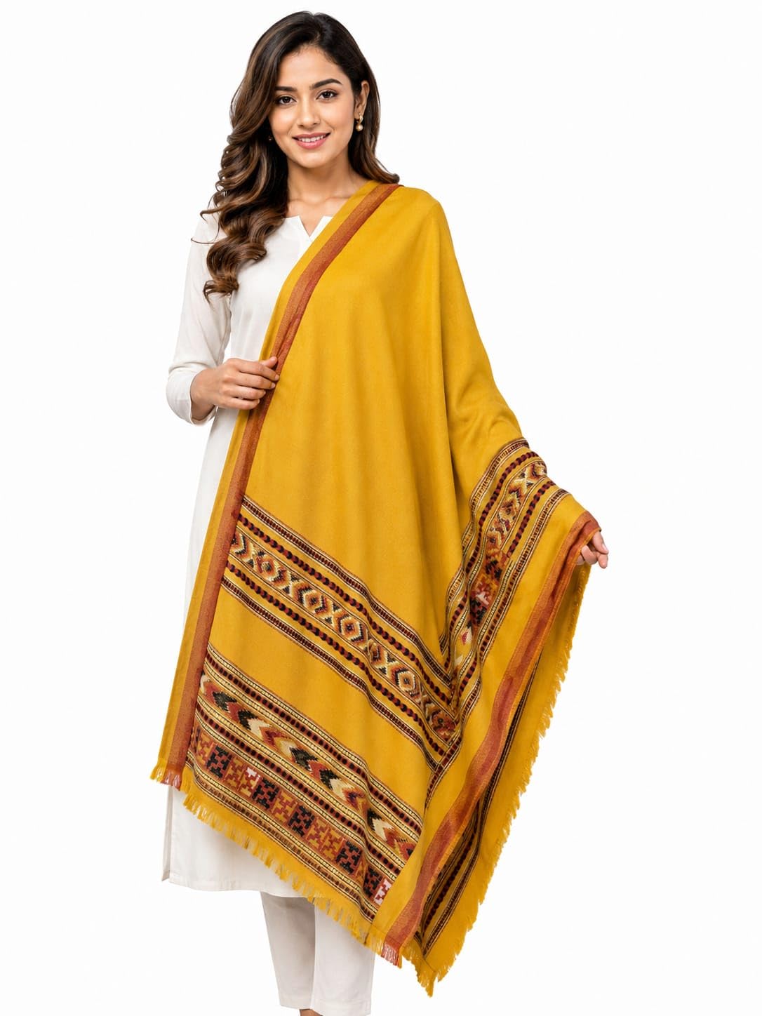 Shawl for Women | Soft Lightweight Winter Shawl with Intricate Woven Design & Stylish Fringe Edges | Elegant Wrap for Casual, Traditional & Festive-picture-45