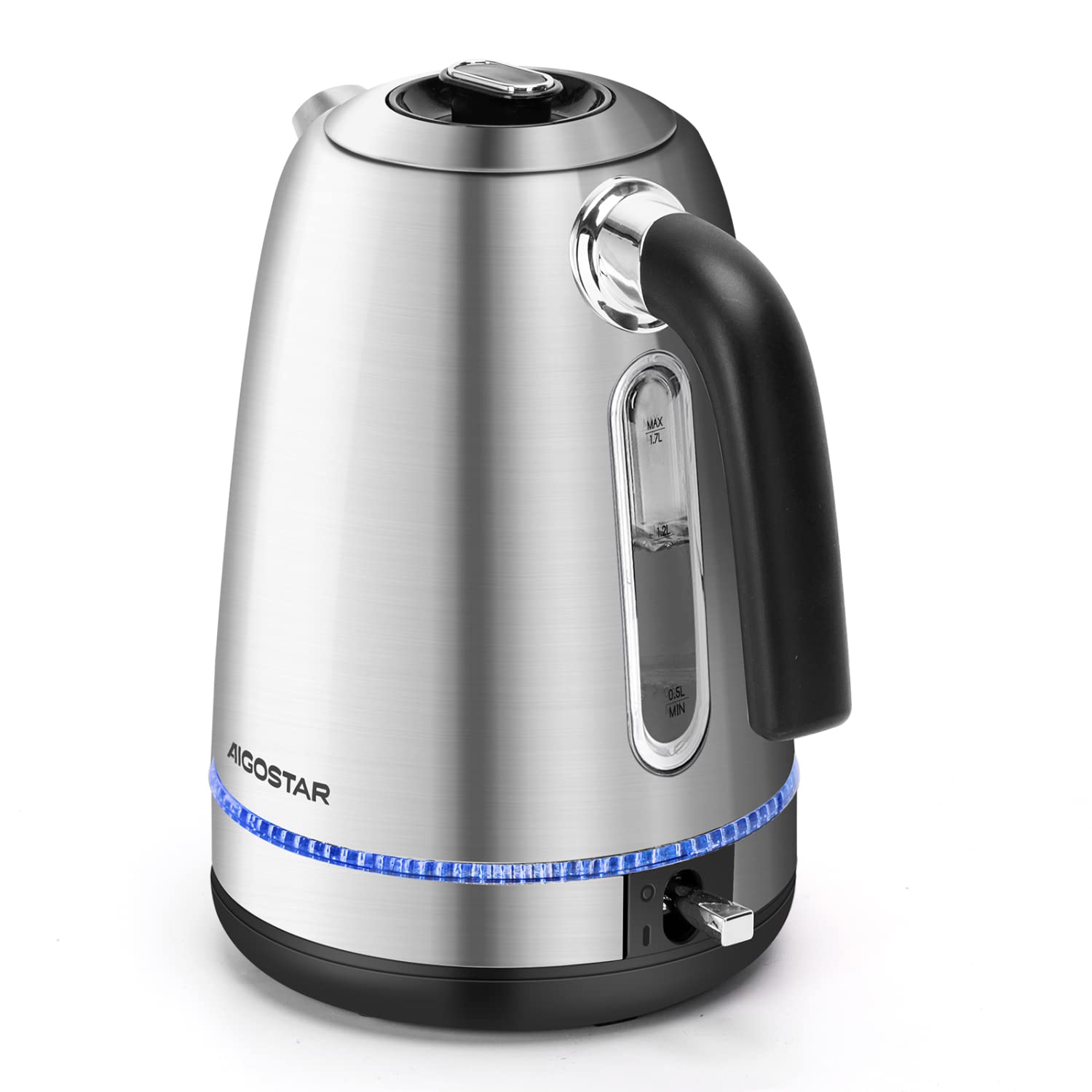 Aigostar Electric Kettle, 3000W Fast Boil Quiet Kettle Cordless, 1.7 Litre  Water Kettles with LED Lighting, Brushed Stainless Steel, British Otter  Thermostat, Removable Filter, Boil Dry Protection : Amazon.co.uk: Home u0026  Kitchen