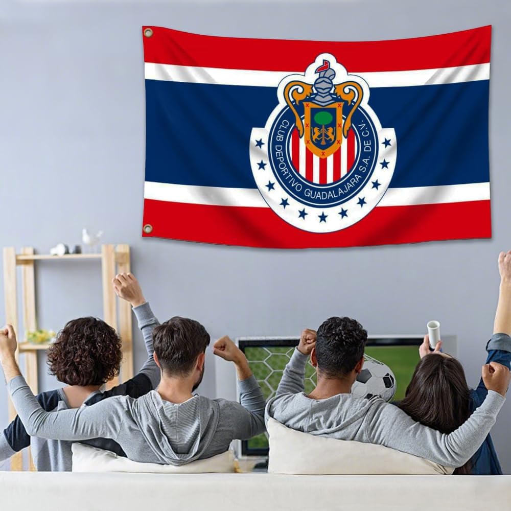 YukaBa 3Ply Double Sided Chivas Fans Flag Banner - Guadalajara 3x5 ft Mexico Soccer/Futbol Flag