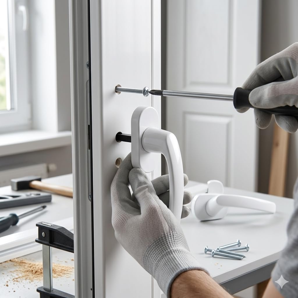 PVC Pencere Kolu 3 Adet – Plastik Cam Kolu, Evrensel Uyumlu, Vidalı Montaj, Dayanıklı Beyaz Pencere Açma Kolu