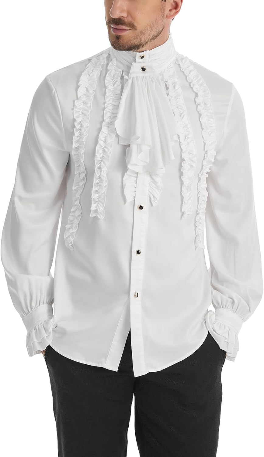 TZMAPU Men's Gothic Medieval Renaissance Vampire Costume Victorian Steampunk Shirt