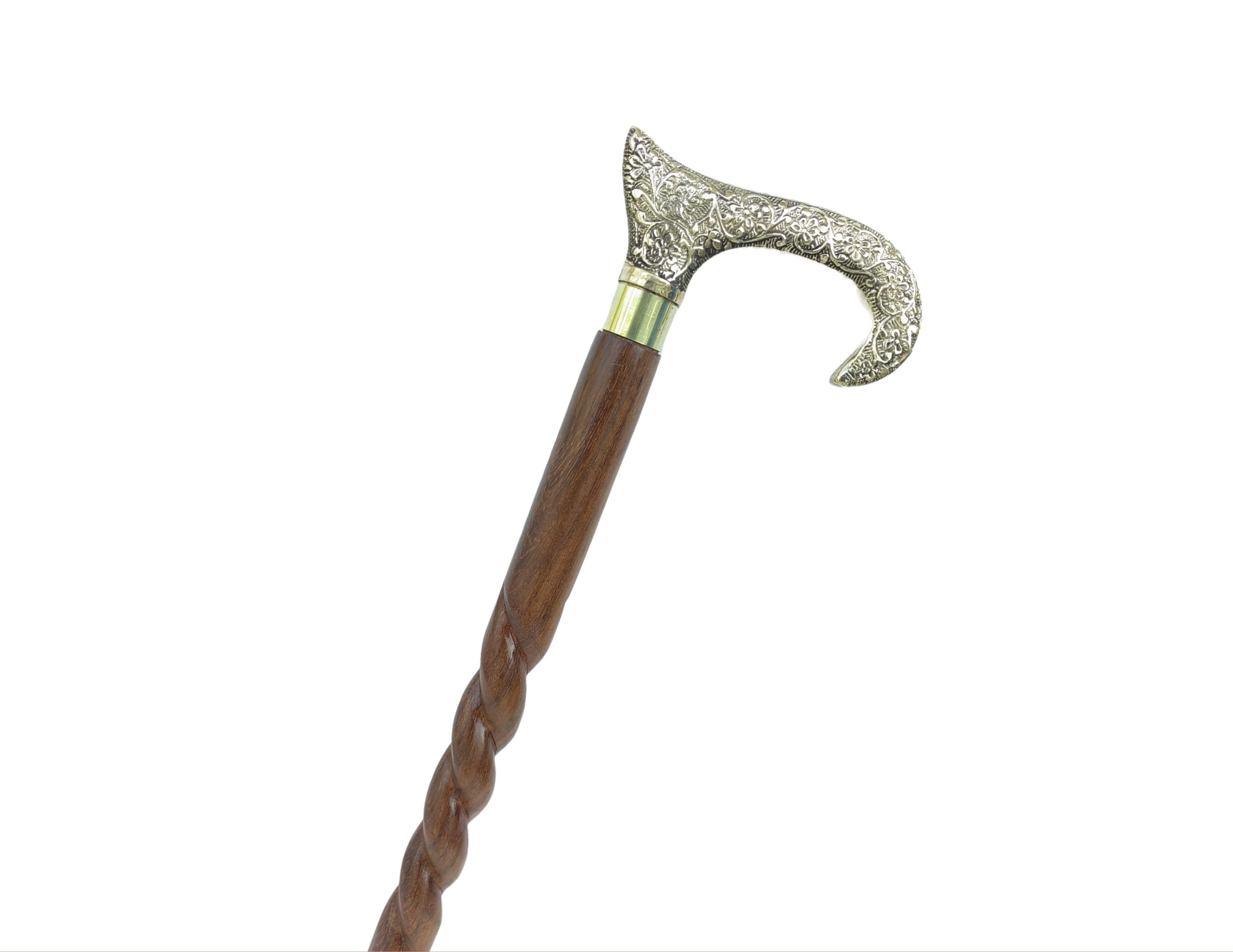 Wooden Walking Cane with Brass Handle Best Gift for Men Everyday use Handmade Walking Stick