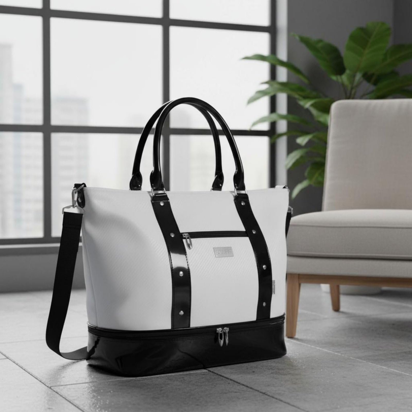 Borsa da Golf Borsa da Viaggio Borsone Sacca Borsa Sportiva con Scomparto Scarpe in Poliestere Impermeabile con Manici E Tracolla Adatta a Campo da, Black