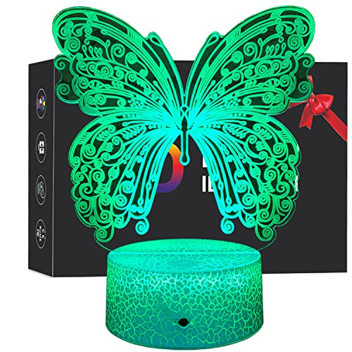 Butterfly Lamp Butterfly Night Light For Kids With Remote Touch 7 Colors + 16 Colors Changing Kids Room Decor 3D Optical Illusion Kids Lamp As A Gift Ideas For Kids Girls Wife #TOP3