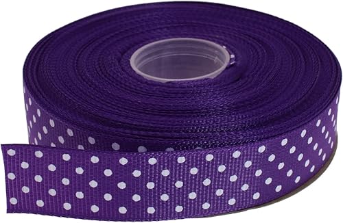 Cinta de grogrén de lunares de 25 yardas cada rollo 100% poliéster (34 pulgadas, morado)