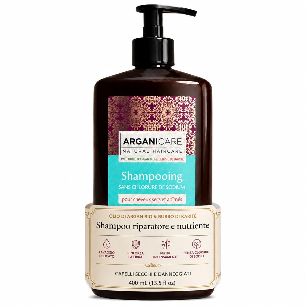 ARGANICARE| Argan Oil Restoring Shampoo | Dry & Damaged Hair | Gentle Daily Cleansing | Softness, Shine & Manageability | 400 ml