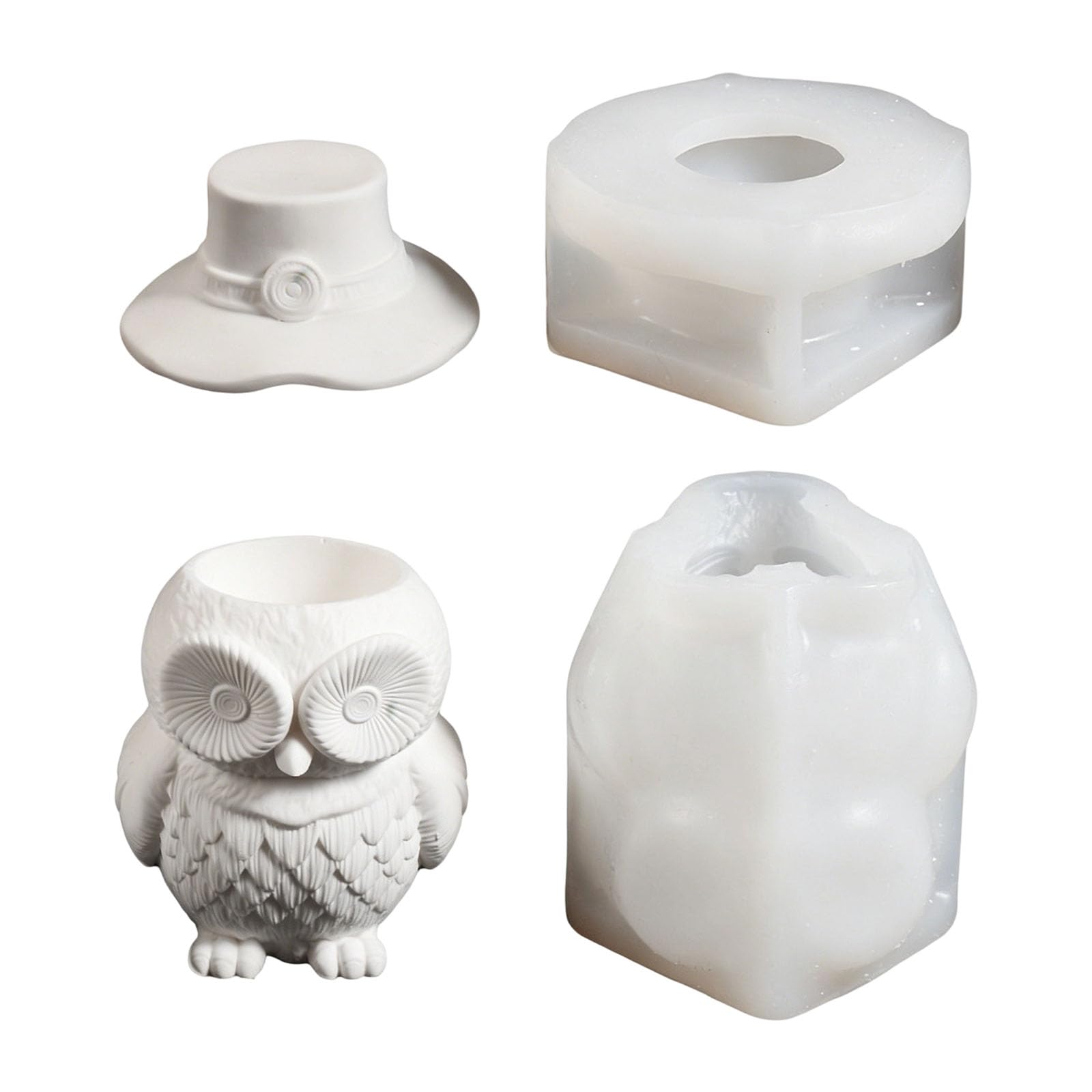 Alksubbm Large Owl Shape Making for Crafting Projects Silicone Owl Mold with Texture for Home Decor