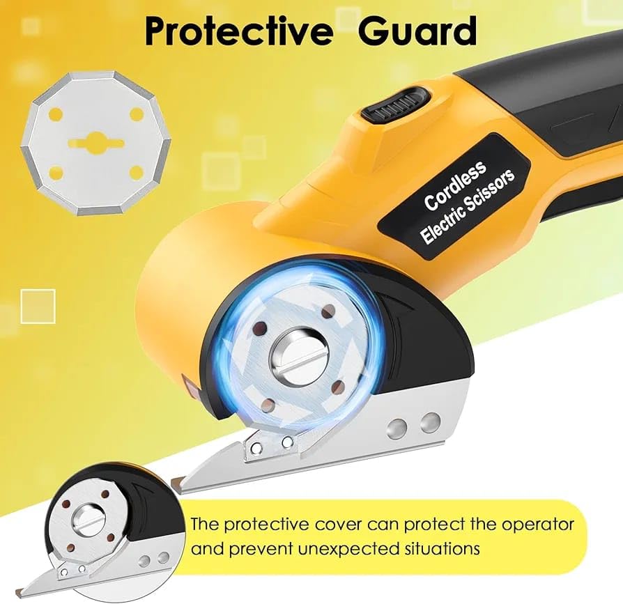 Image of Cordless Electric Scissors,4V Cardboard Cutter,Rechargeable Rotary Cutter for Cutting Cardboard,Leather,Packages,Plastic,with Safety Lock