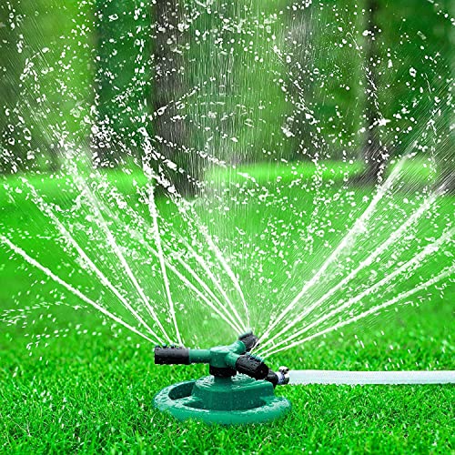 Limbjal® Automatic 360 ° Rotating Adjustable Round 3 Arm Lawn Water Sprinkler for Watering Garden Plants/Pipe Hose Irrigation Yard Water Sprayer Adjustable Water Sprinkler (Pack 1) (Pack 1)
