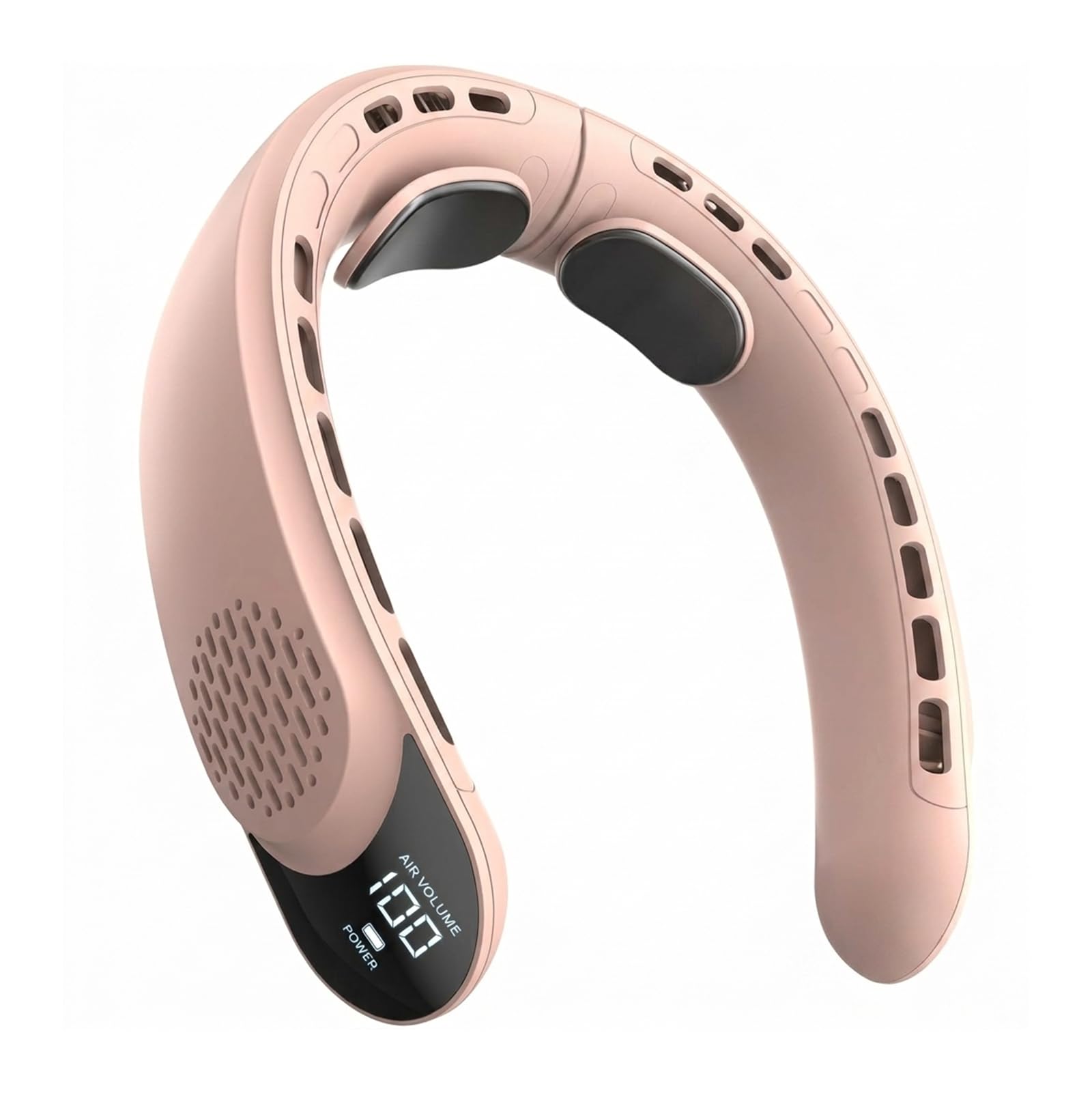 Ventilador de Cuello Portátil Silencioso, 4000 mAh, 4 Velocidades, para Usar en Exteriores, Viajes, Trabajo (Rosa)