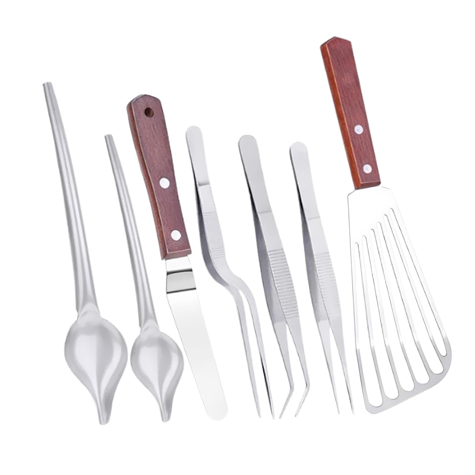 Ensemble D'ustensiles de Service, Pinces de Précision, Faciles à Utiliser, Pinces de Cuisine Portables, Accessoires Culinaires pour La Présentatio, 7 Pièces