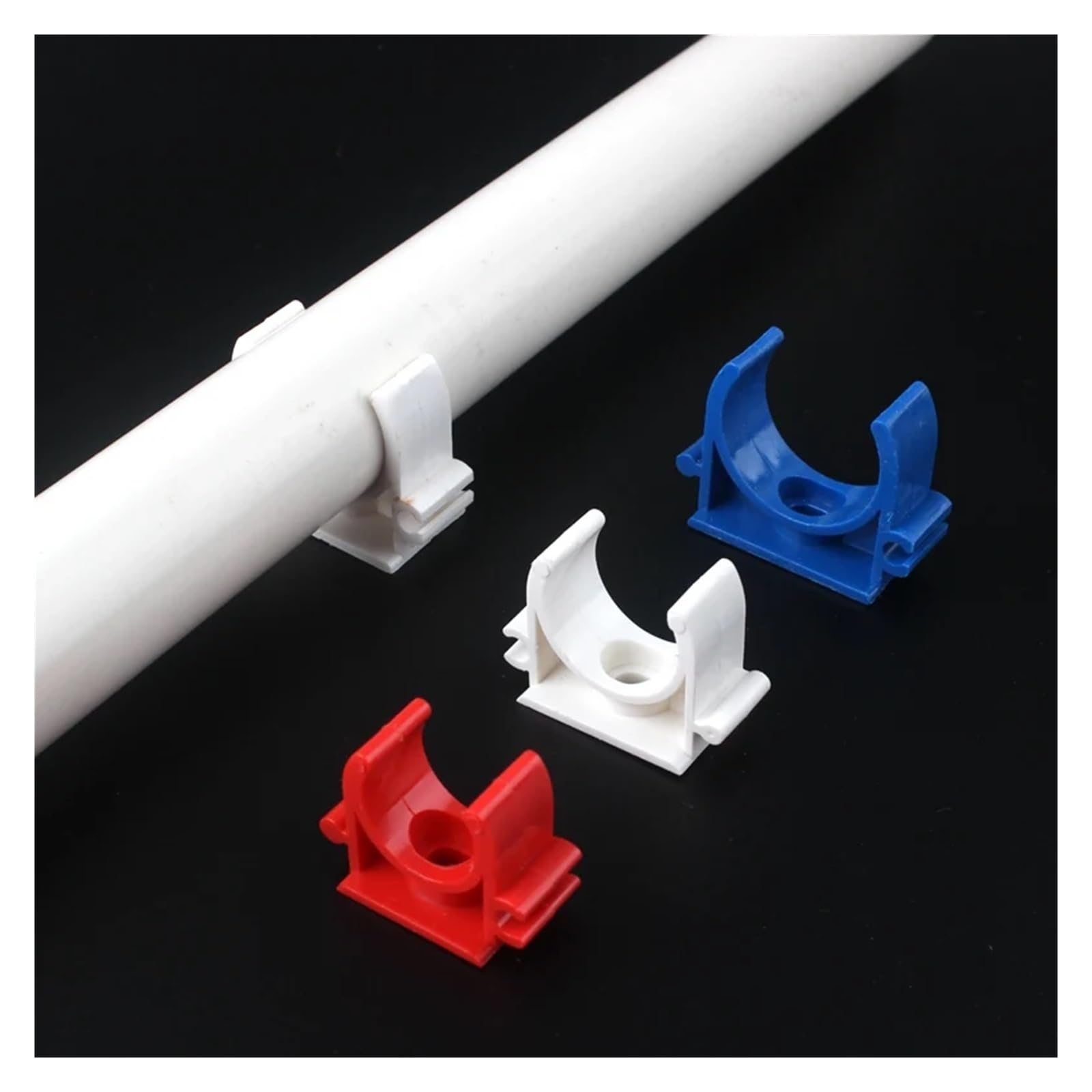 Plastikowe klipsy do węży 50 szt. 16-20mm średnicy zacisku rurowego z tworzywa sztucznego PVC złącza rurowe typu U złącza węży wodnych akcesoria ogrodowe(White 50pcs,20mm)