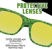 Vista 3 de Sun-Staches Gafas de sol Minecraft de Arkaid Elegantes, cómodas y duraderas con protección UV para niños con funda de transporte suave, regalos