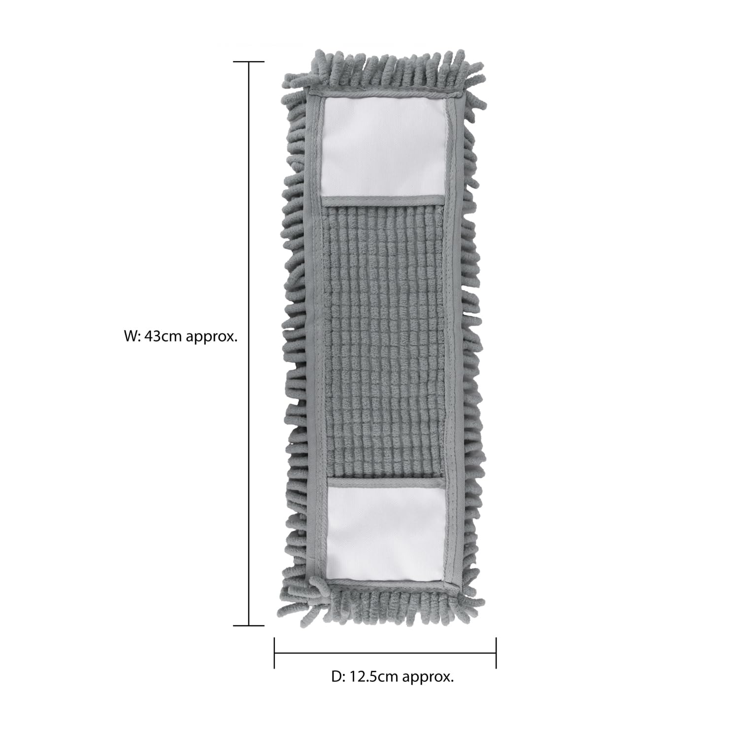JVL Mopa Extensible de Chenilla con 2 Cabezales de Repuesto, Limpiador de Suelos Plano con Mango Largo, Sistema de Recarga de Microfibra Lavable a máquina, Color Gris