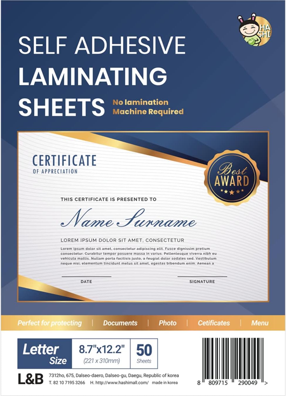 HA SHI Self Adhesive Laminating (50 Sheets)