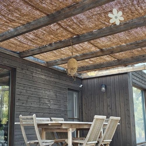 Toldo sombreo Fibra de Coco/Vela/Tela de sombro/Malla de sombreo/Jardin/Patio/terrasa /100% Naturales y ecológicas/ 60% de Sombra (Rectangular 4x3m SIN Anclajes)
