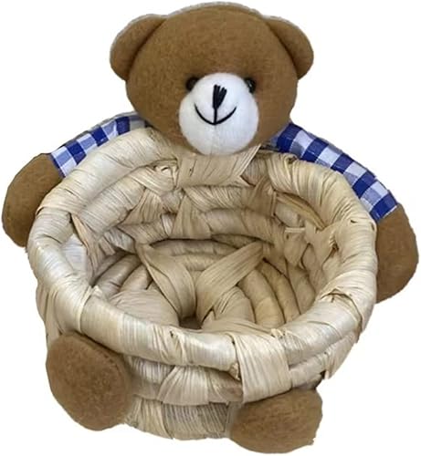 Cesta de almacenamiento para artículos diversos, decorativa y encantadora cesta de almacenamiento de oso tejido para sala de estar, talla S