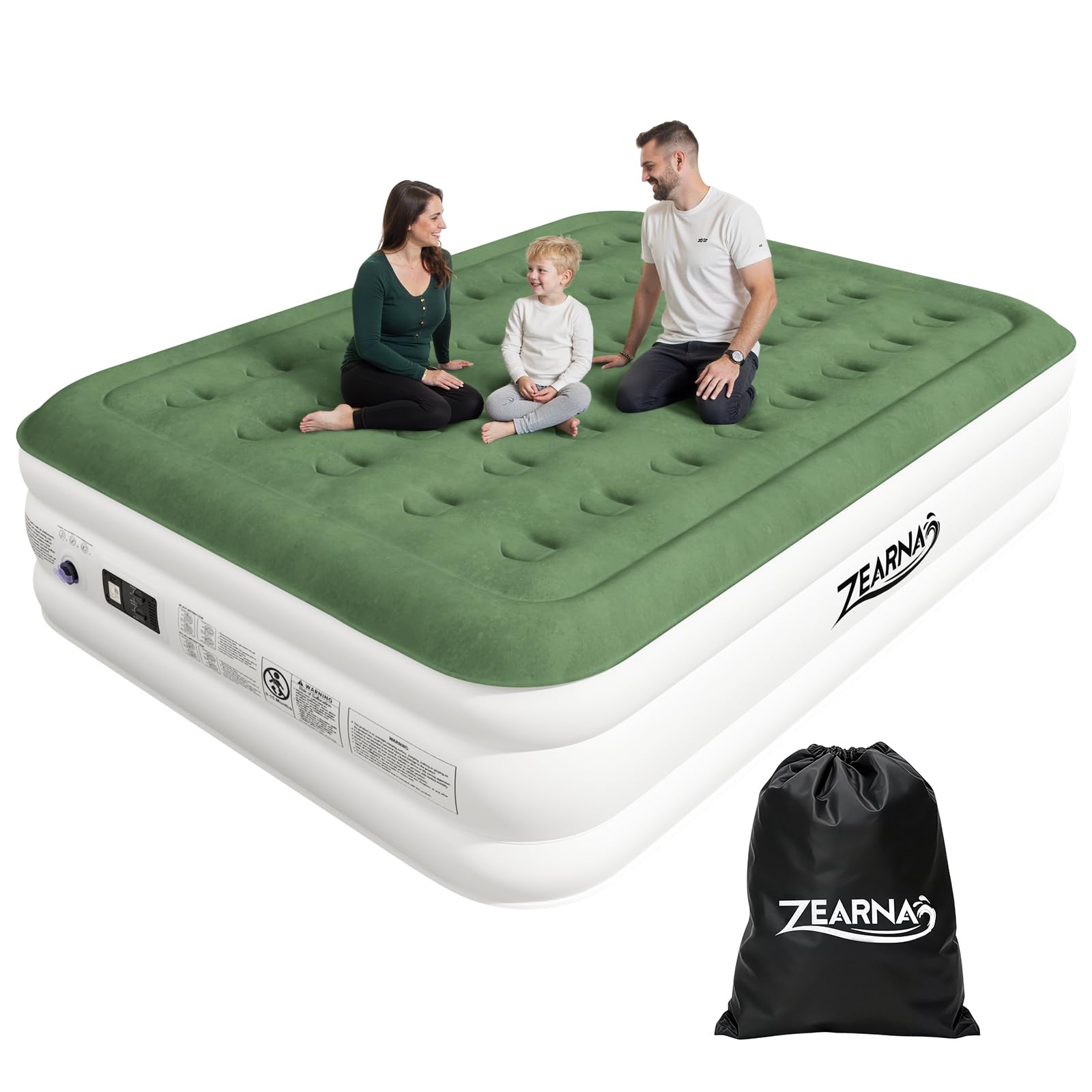 Zearna Colchón Hinchable Doble para 2 Personas, Cama de Aire Autoinflable Rápido en 3 Minutos con Bomba Eléctrica Integrada, Colchón Portátil para Invitados o Uso en Casa, Medidas 203x152x46 cm