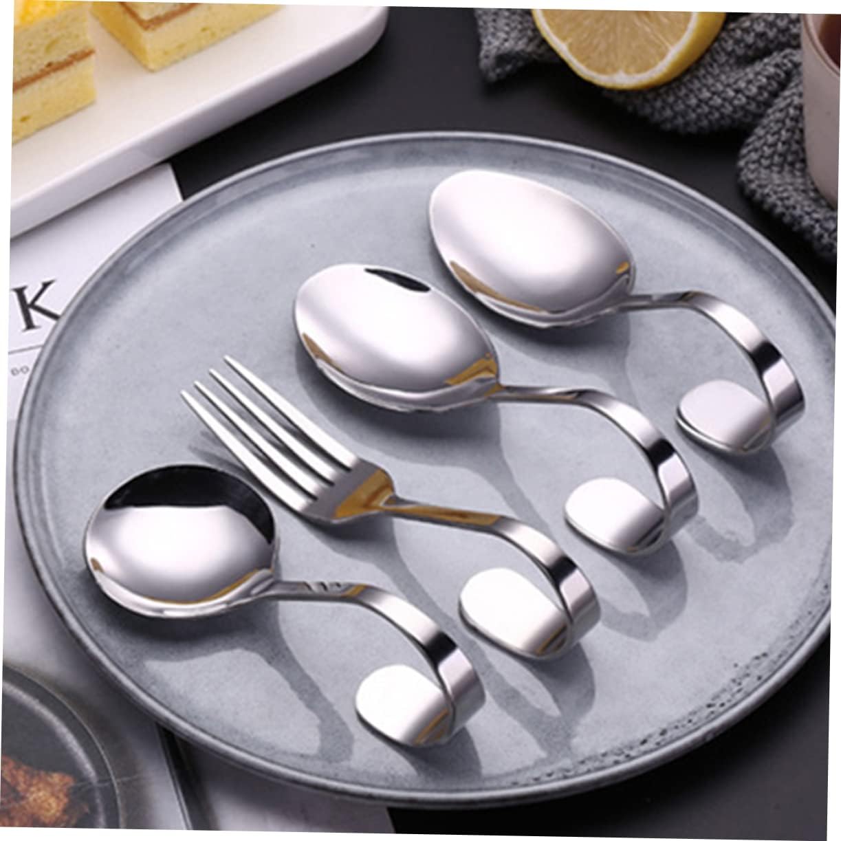 Dinner Forks, 6pcs Stainless Steel Curved Handle Fork Fruit Fork Curved Handle Forks Cake Fork Stainless Steel Fork Salad Fork Dessert Forks